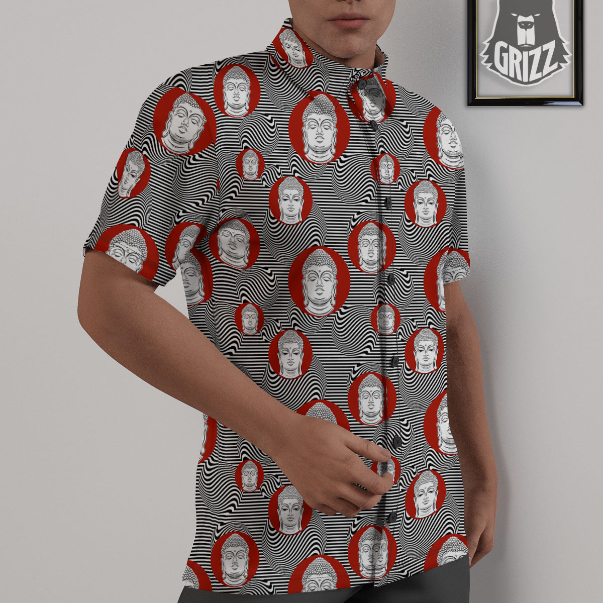 Buddha Print Pattern Untucked Shirts-grizzshop