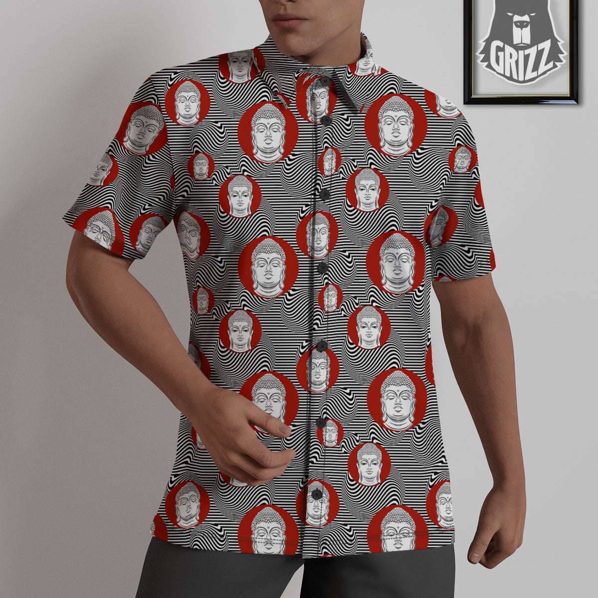 Buddha Print Pattern Untucked Shirts-grizzshop