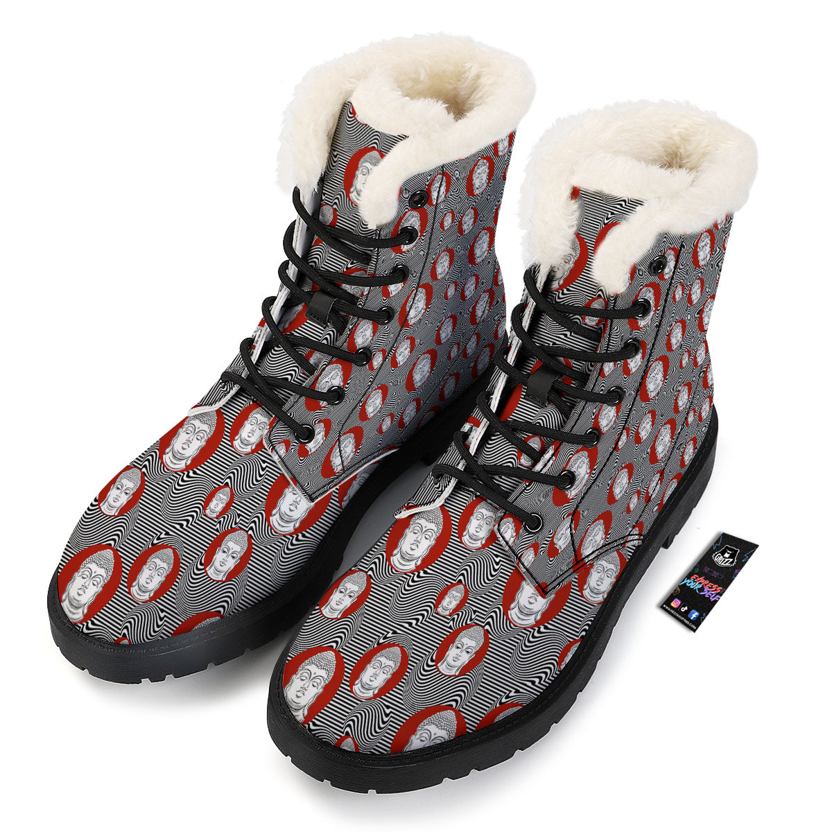 Buddha Print Pattern Winter Boots-grizzshop