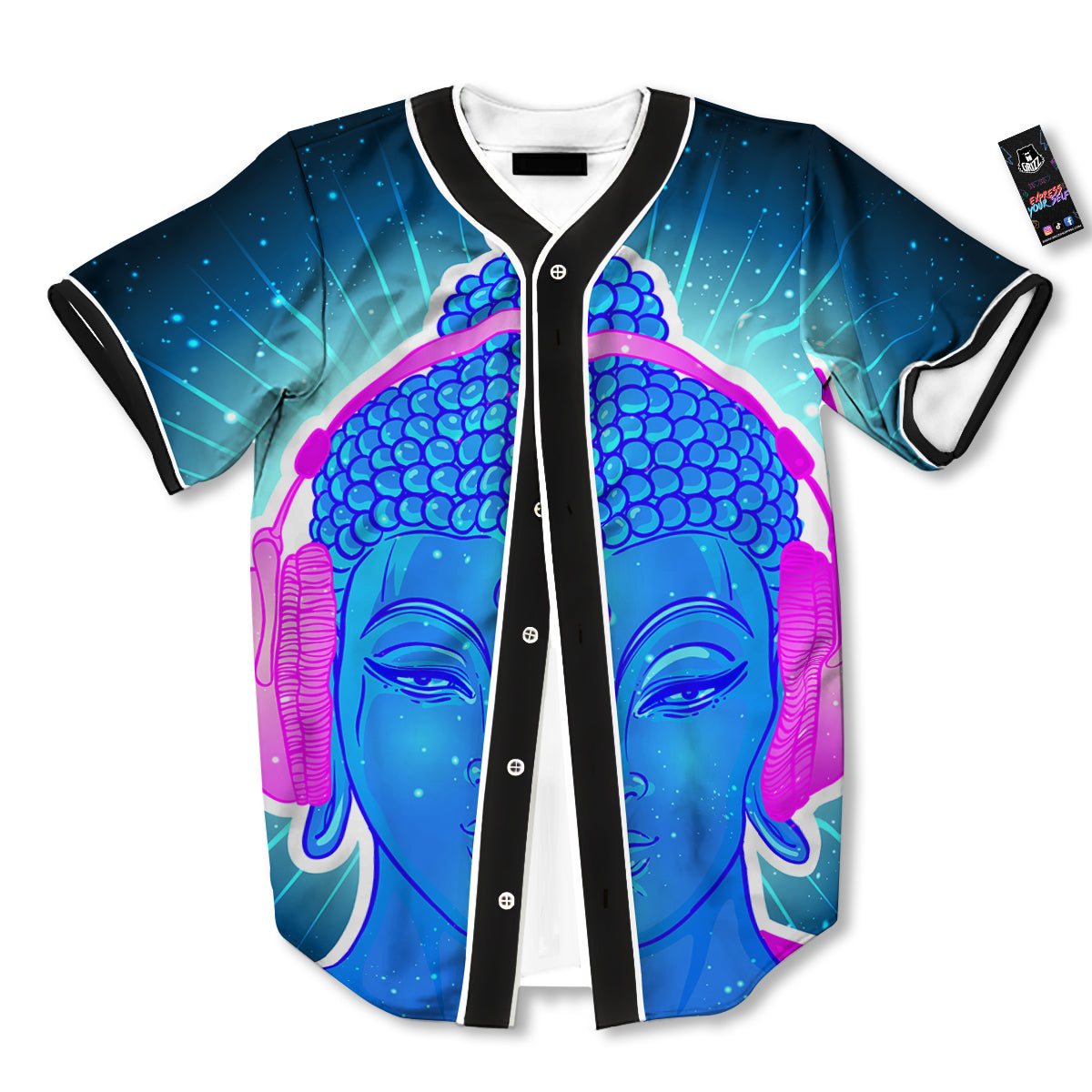 Buddha Psychedelic Print Baseball Jersey-grizzshop