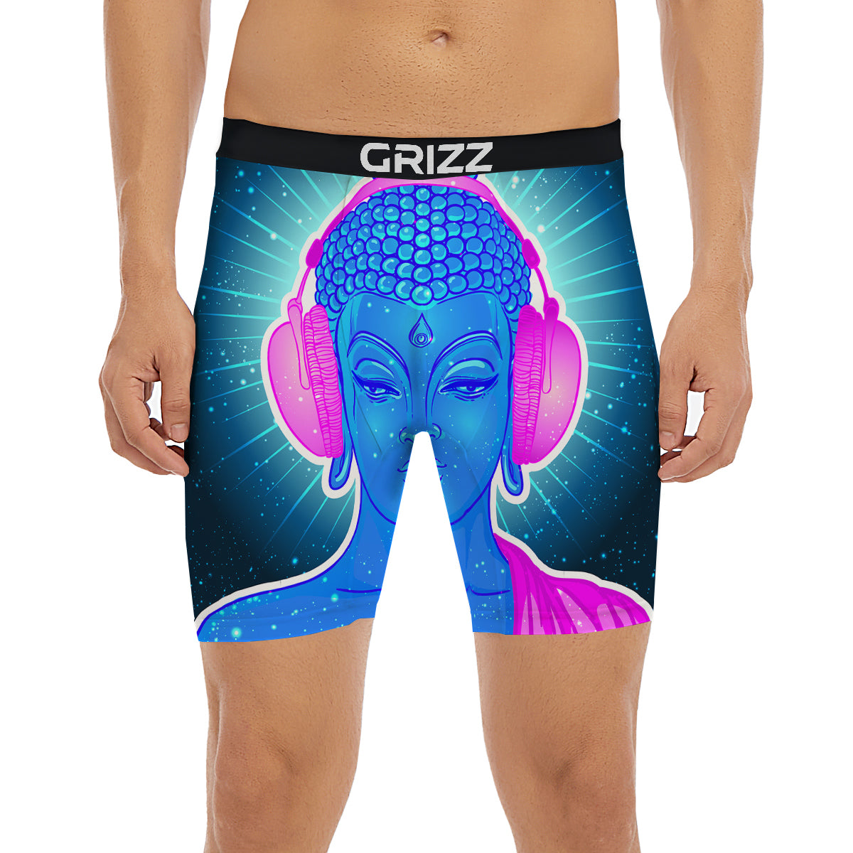 Buddha Psychedelic Print Boxer Briefs-grizzshop