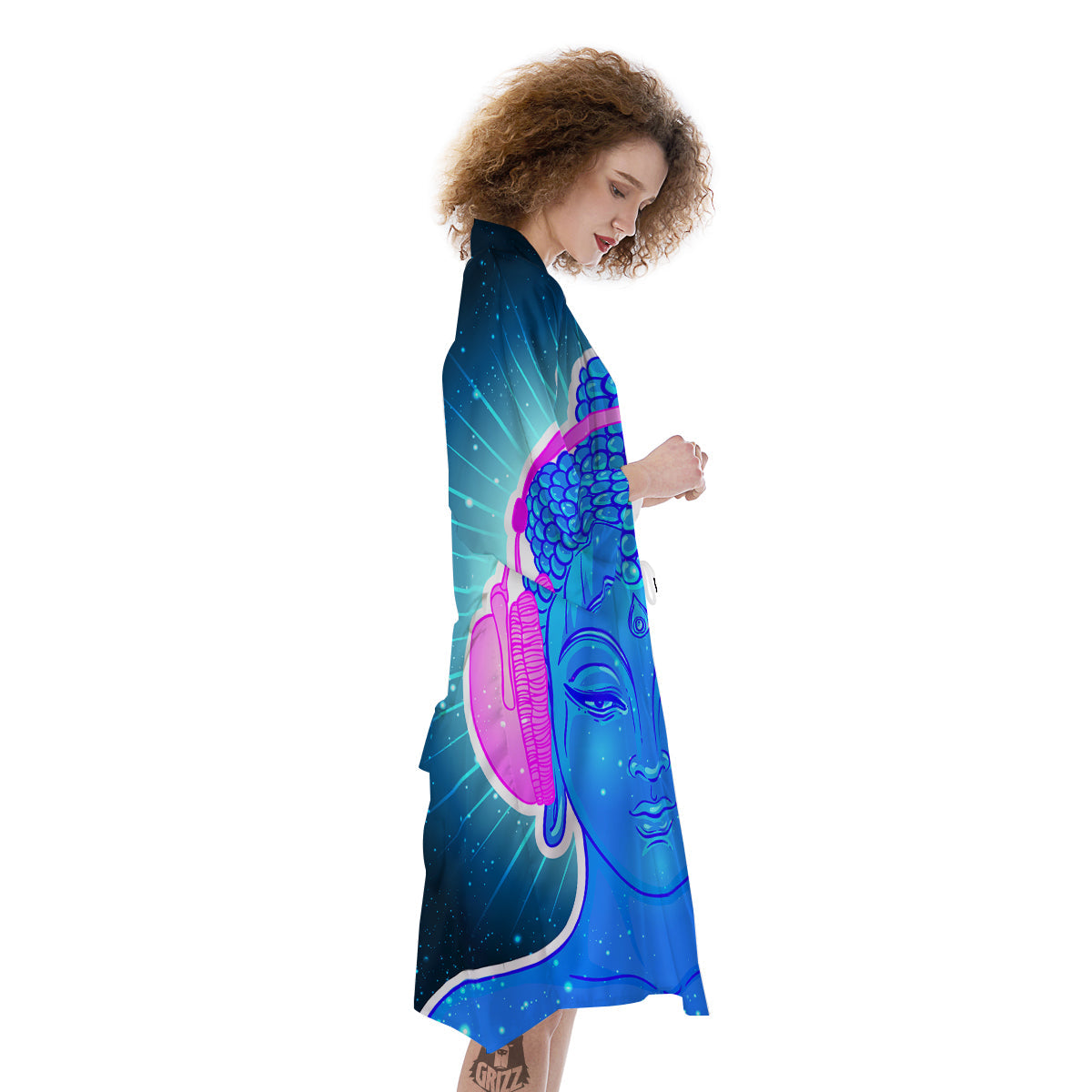 Buddha Psychedelic Print Kimono-grizzshop