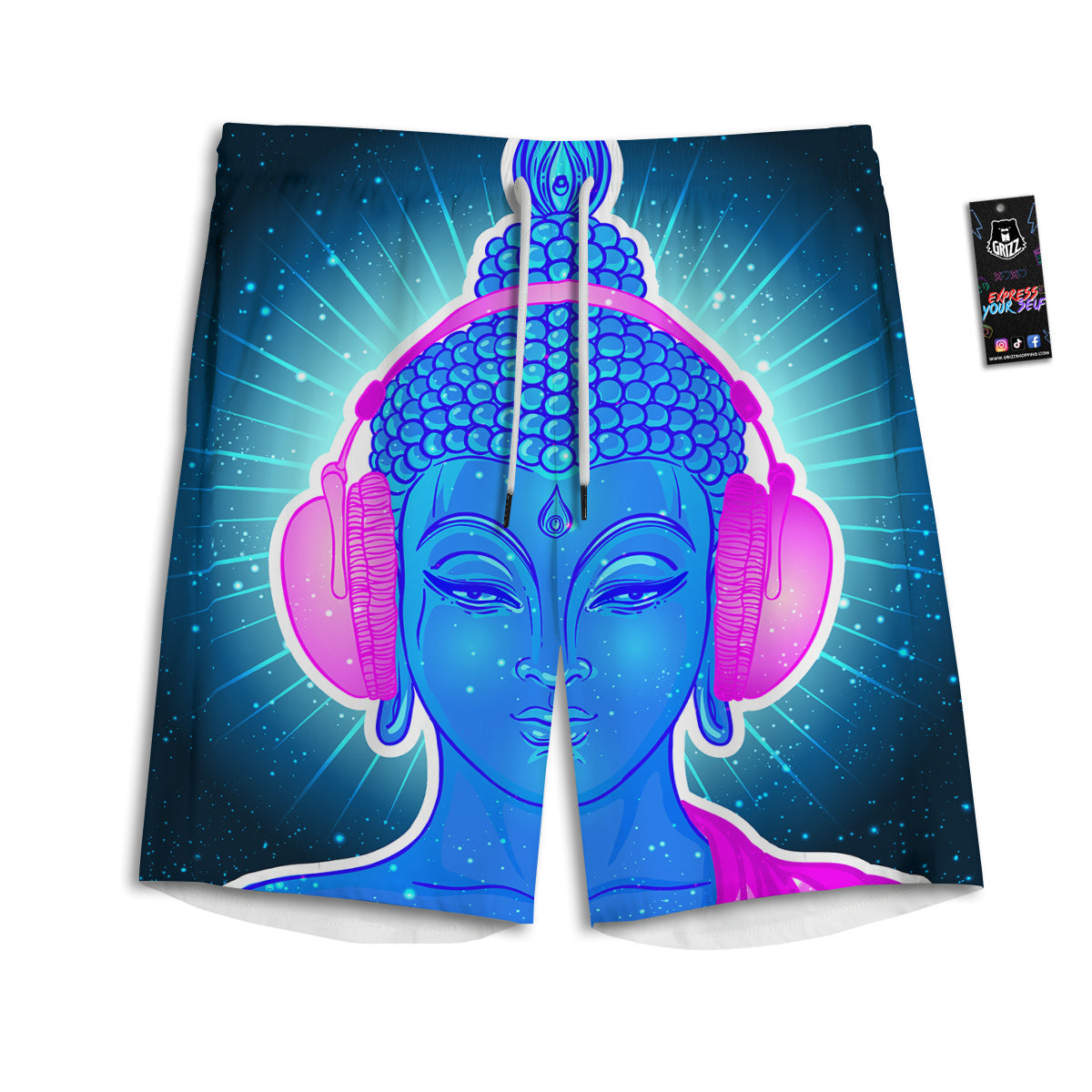 Buddha Psychedelic Print Men's Athletic Shorts