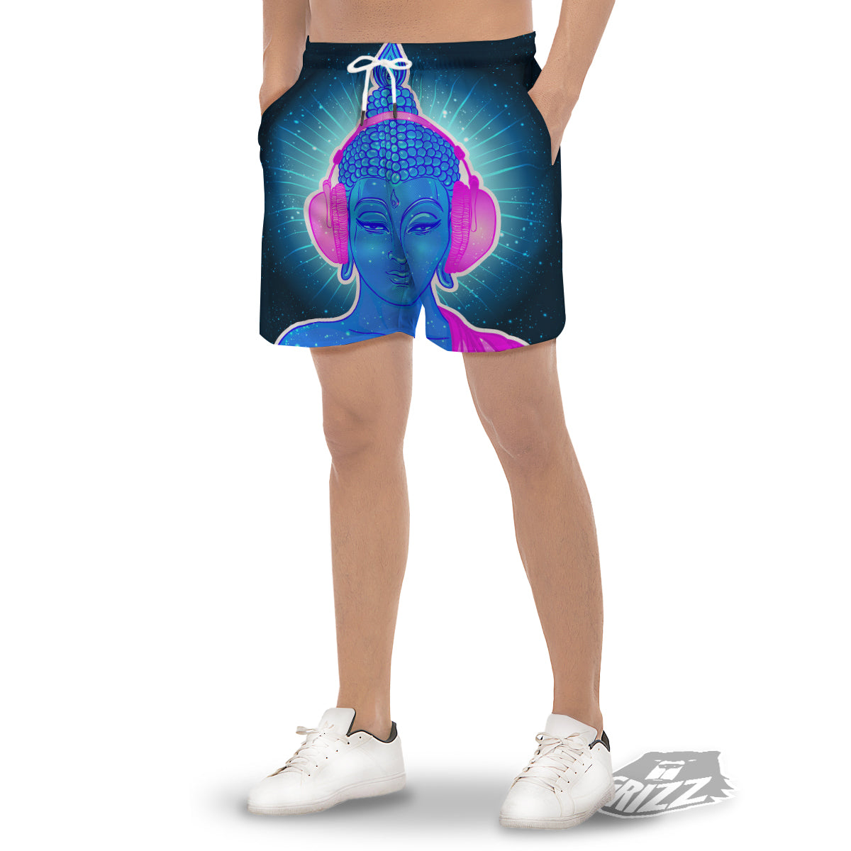 Buddha Psychedelic Print Men's Gym Shorts-grizzshop