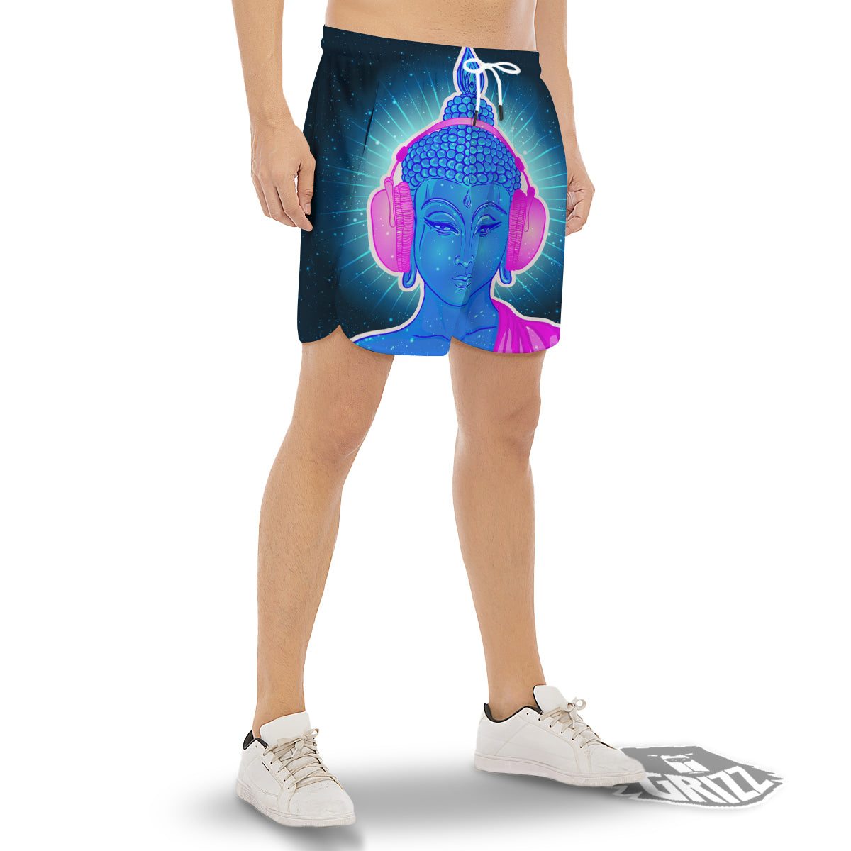 Buddha Psychedelic Print Men's Gym Shorts-grizzshop