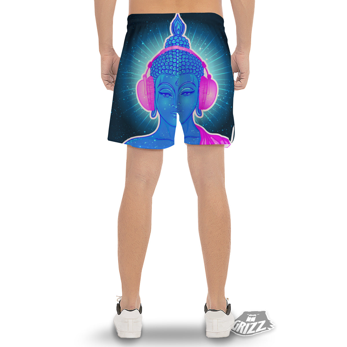 Buddha Psychedelic Print Men's Gym Shorts-grizzshop
