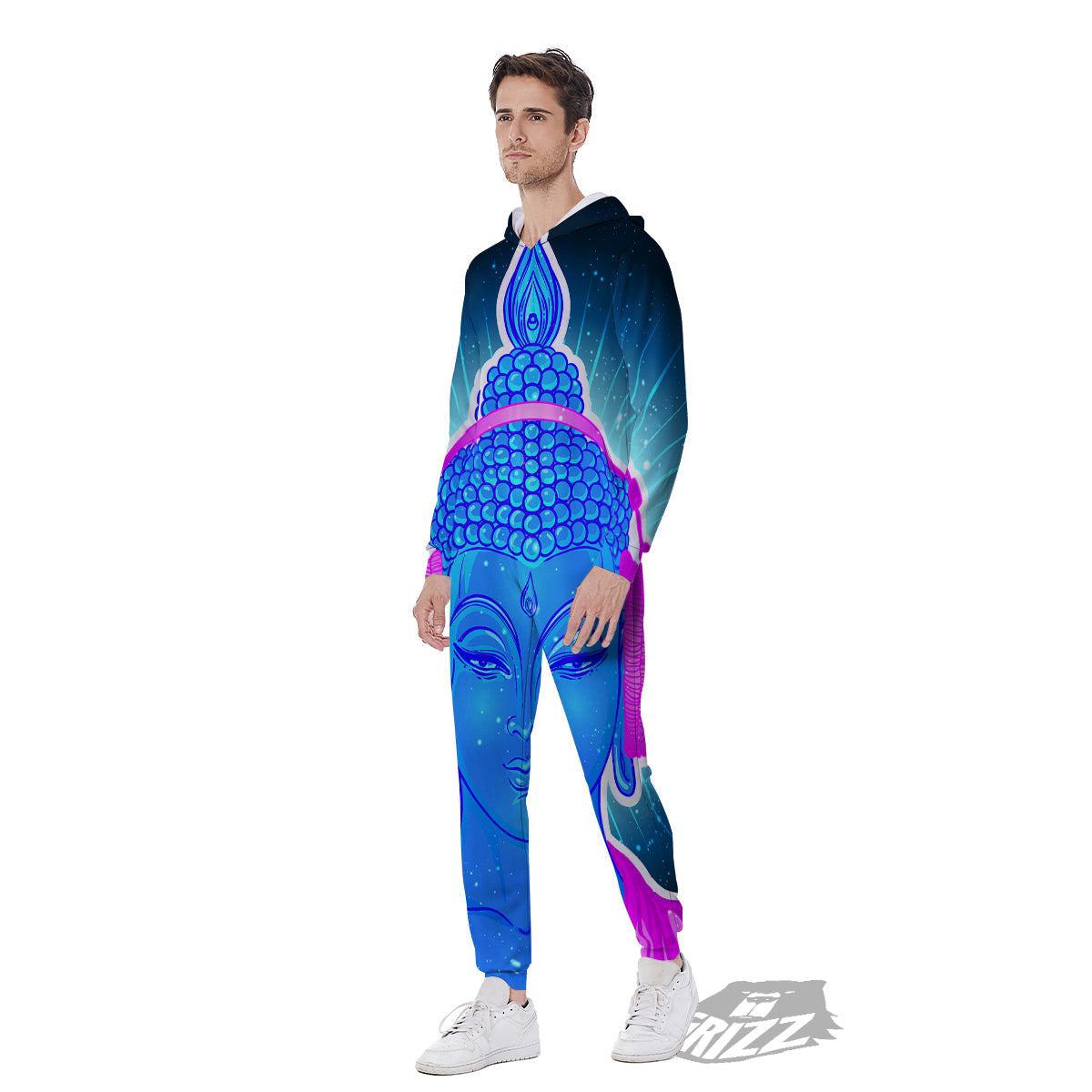 Buddha Psychedelic Print Men's Jumpsuit-grizzshop
