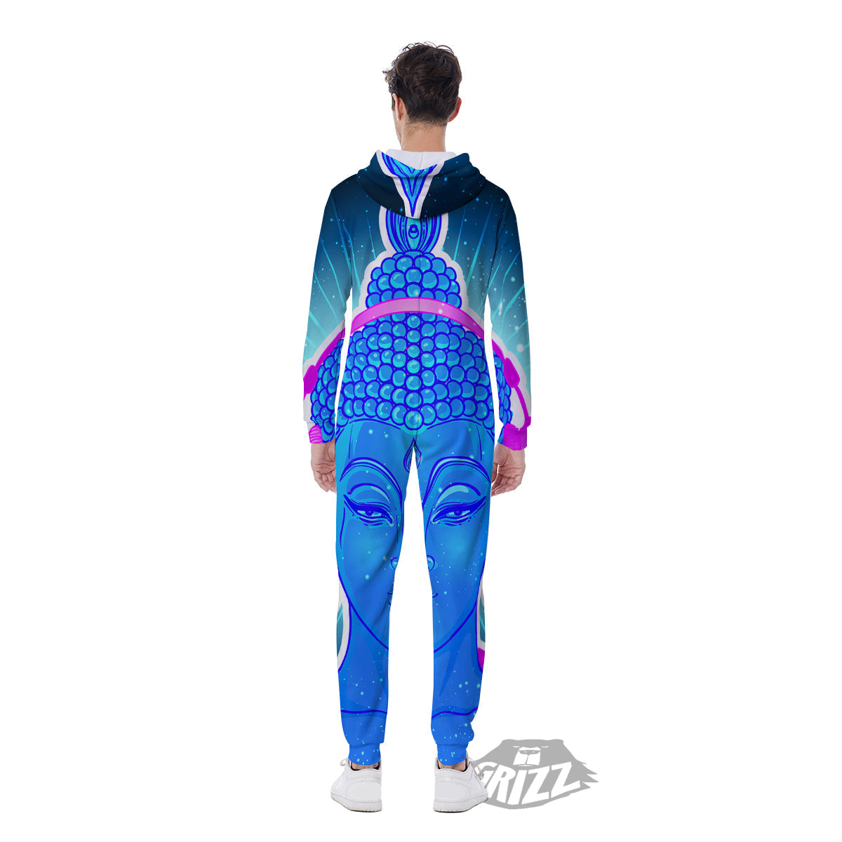 Buddha Psychedelic Print Men's Jumpsuit-grizzshop