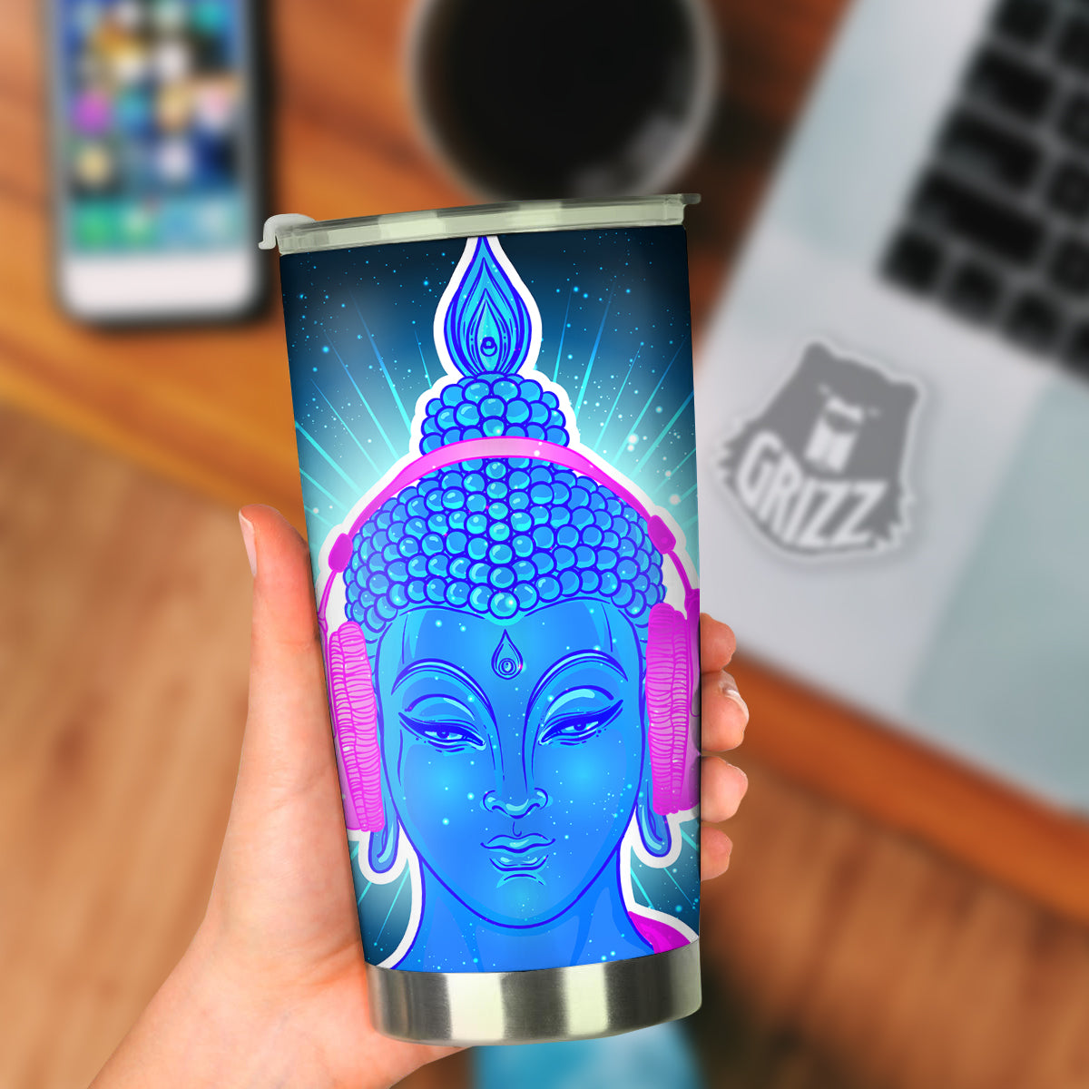 Buddha Psychedelic Print Tumbler-grizzshop
