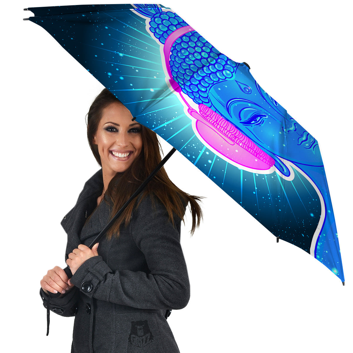 Buddha Psychedelic Print Umbrella-grizzshop