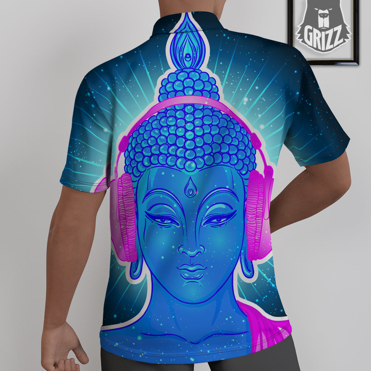 Buddha Psychedelic Print Untucked Shirts-grizzshop