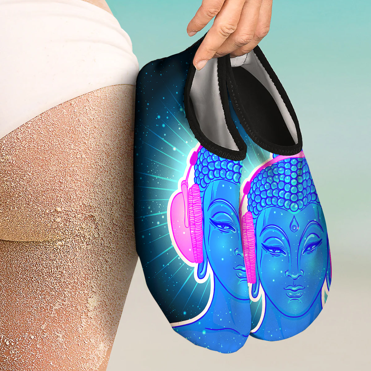 Buddha Psychedelic Print Water Shoes-grizzshop