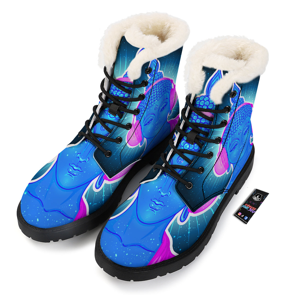 Buddha Psychedelic Print Winter Boots-grizzshop