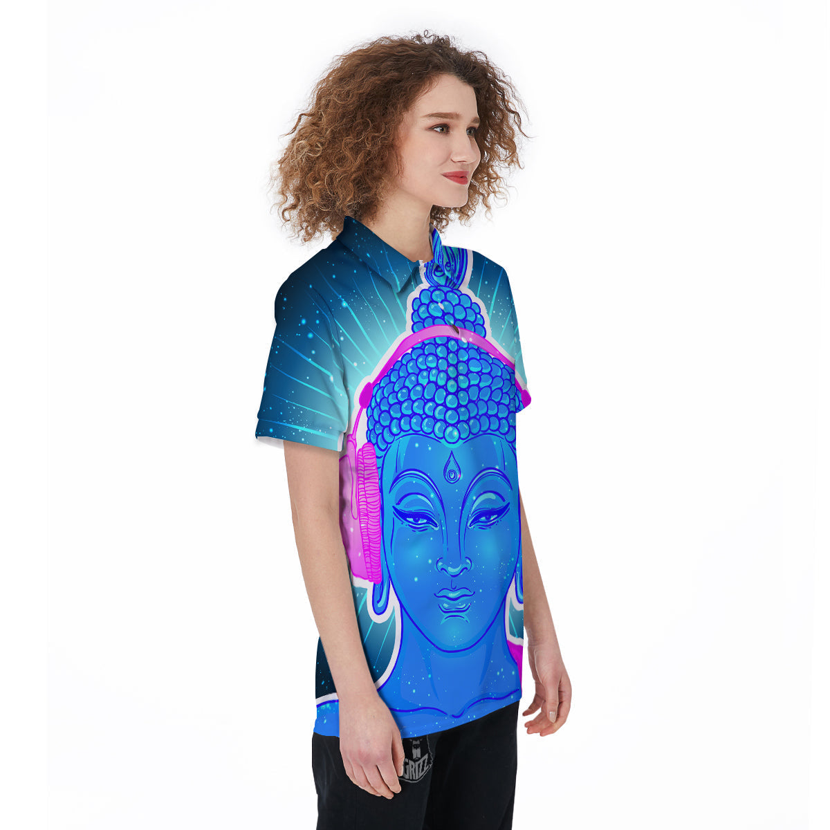 Buddha Psychedelic Print Women's Golf Shirts-grizzshop