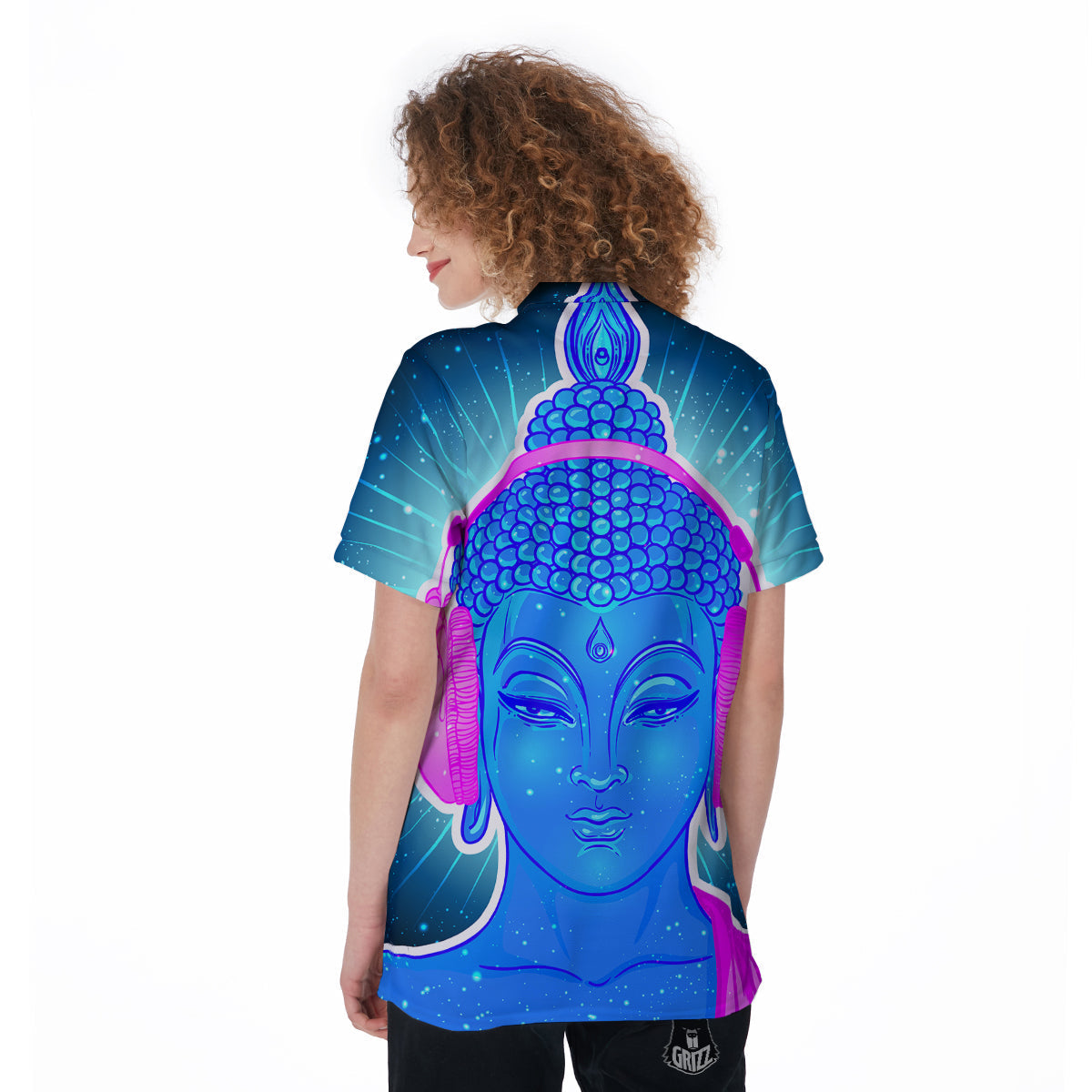 Buddha Psychedelic Print Women's Golf Shirts-grizzshop