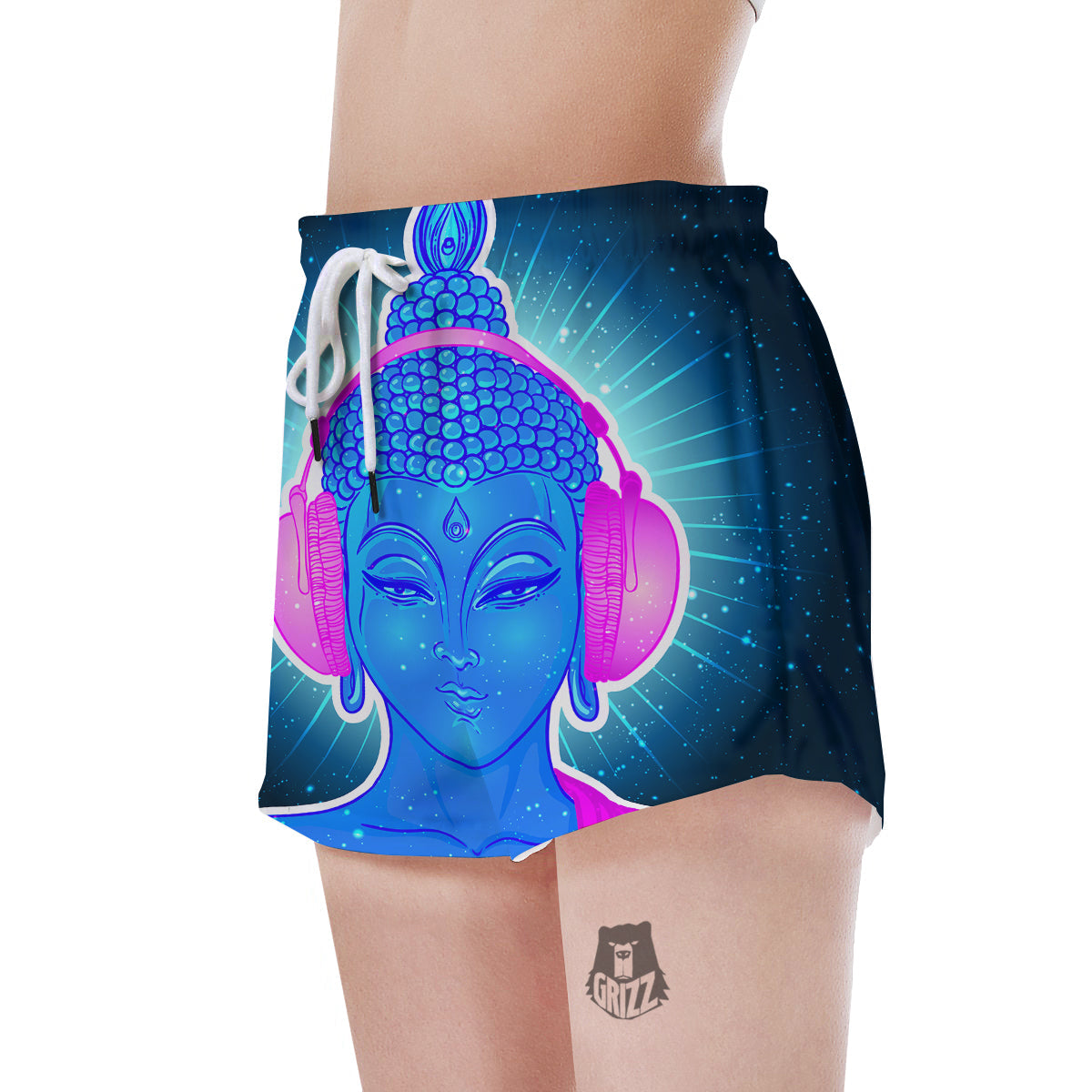 Buddha Psychedelic Print Women's Shorts-grizzshop