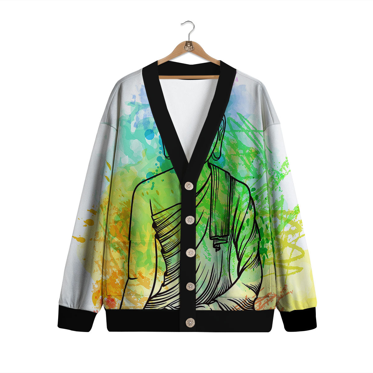Buddha Reggae Print Cardigan-grizzshop
