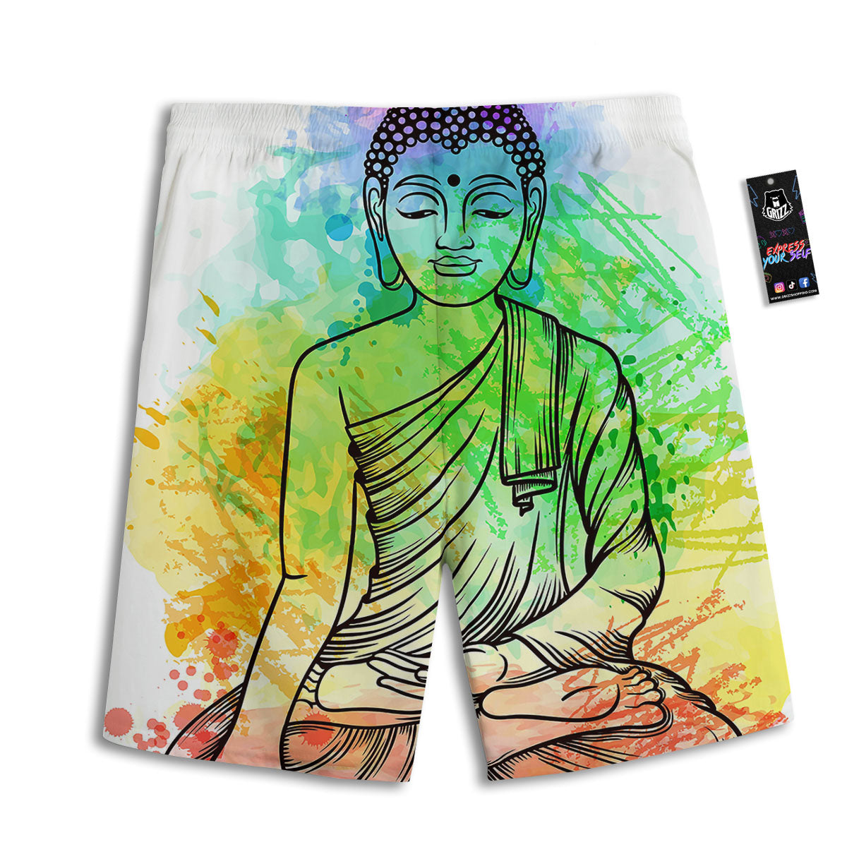 Buddha Reggae Print Men's Athletic Shorts-grizzshop
