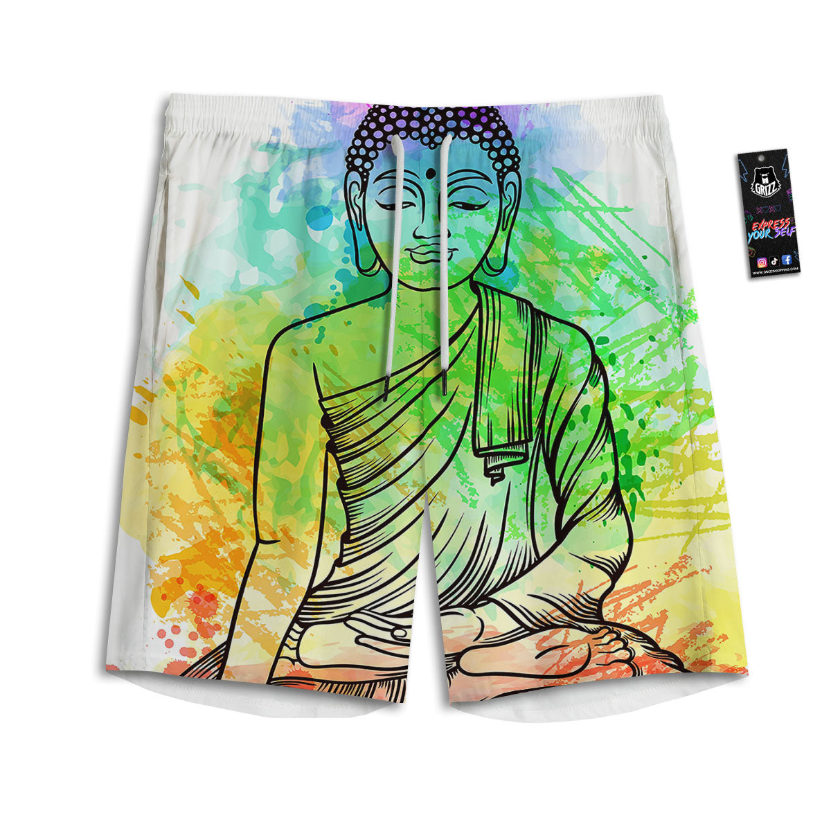 Buddha Reggae Print Men's Athletic Shorts-grizzshop