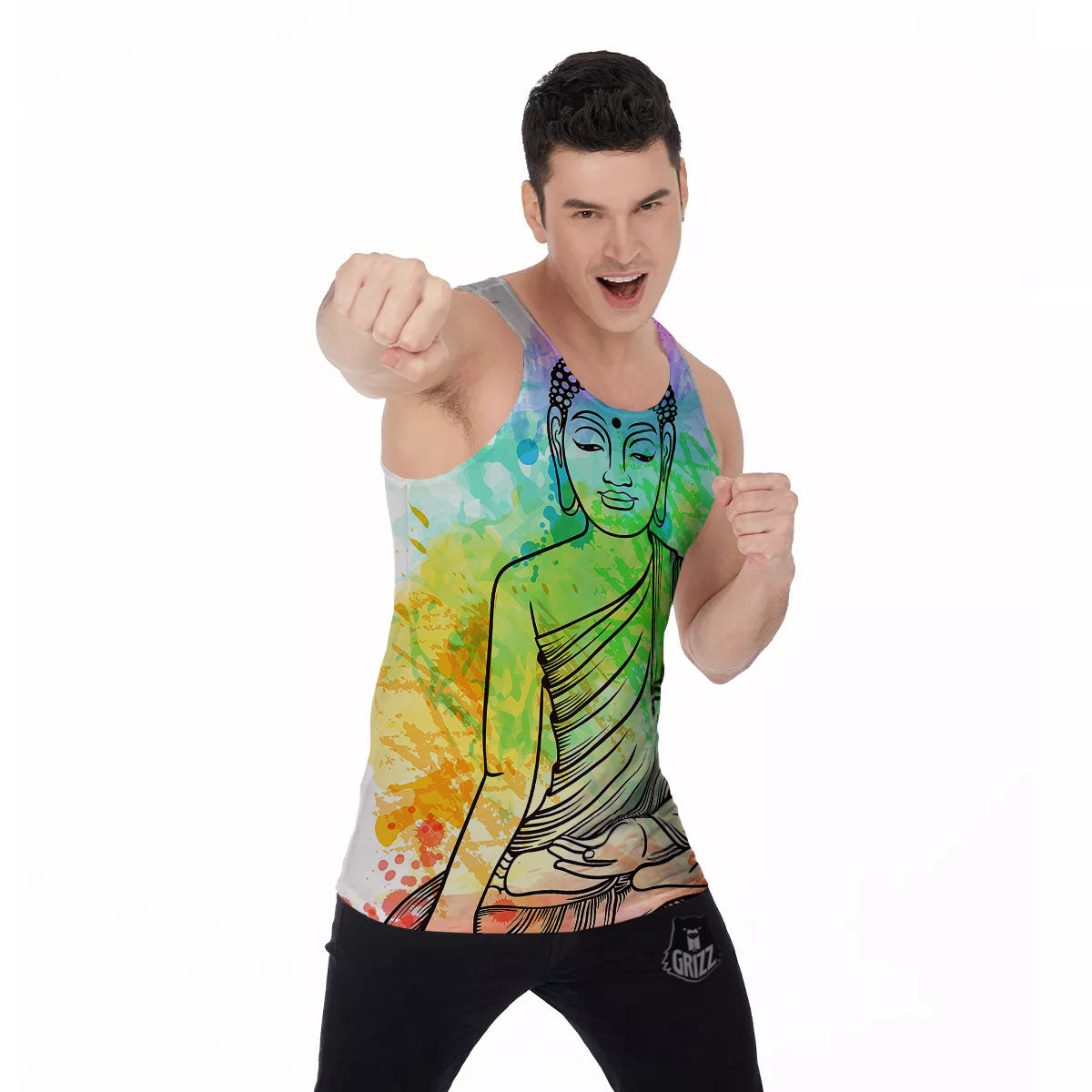 Buddha Reggae Print Men's Tank Top-grizzshop