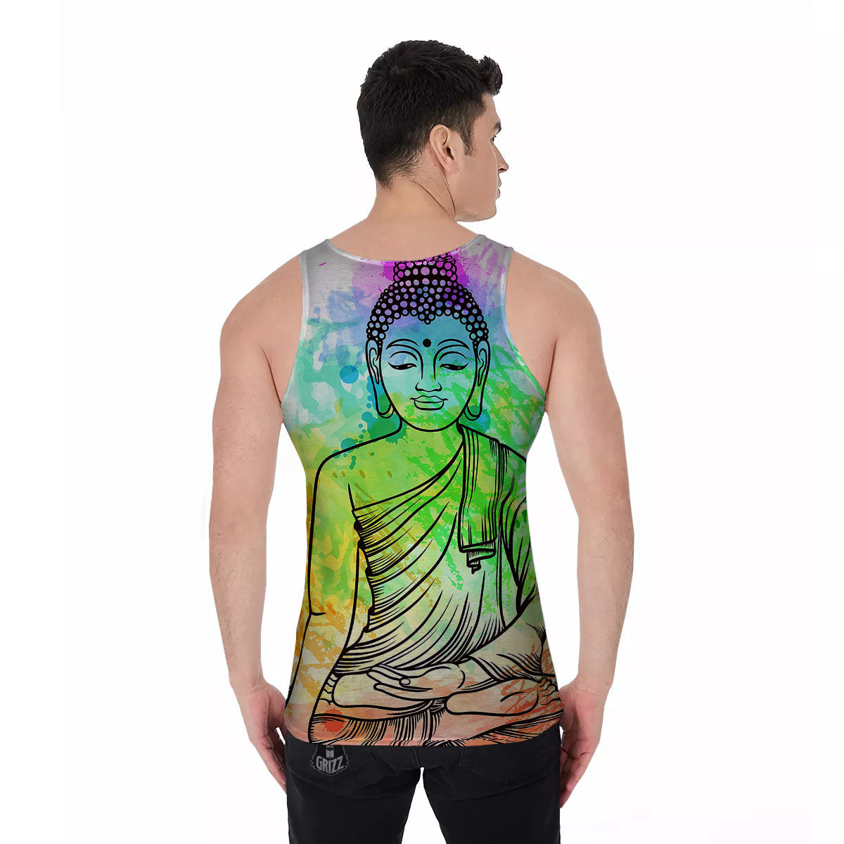 Buddha Reggae Print Men's Tank Top-grizzshop