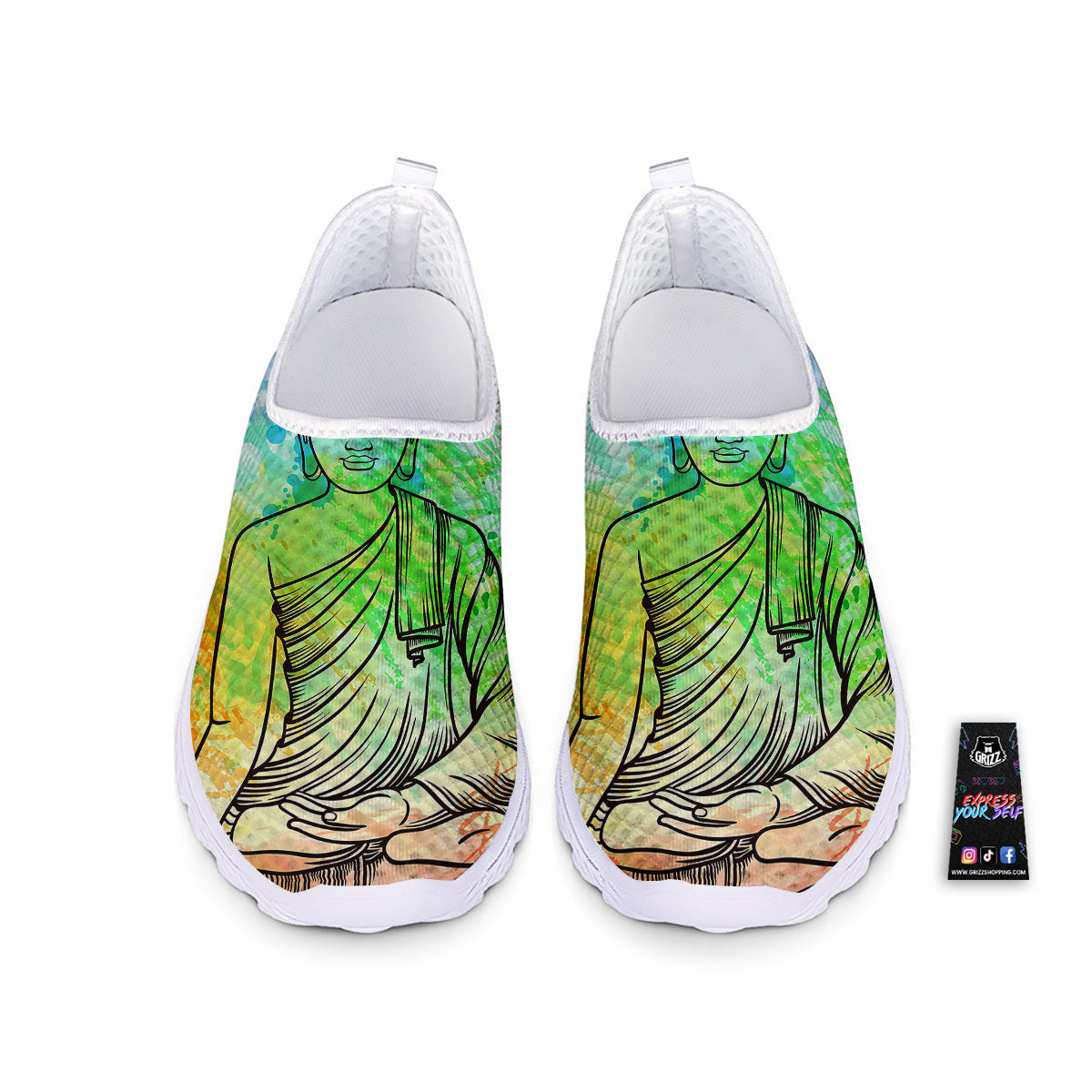 Buddha Reggae Print Nurse Shoes-grizzshop