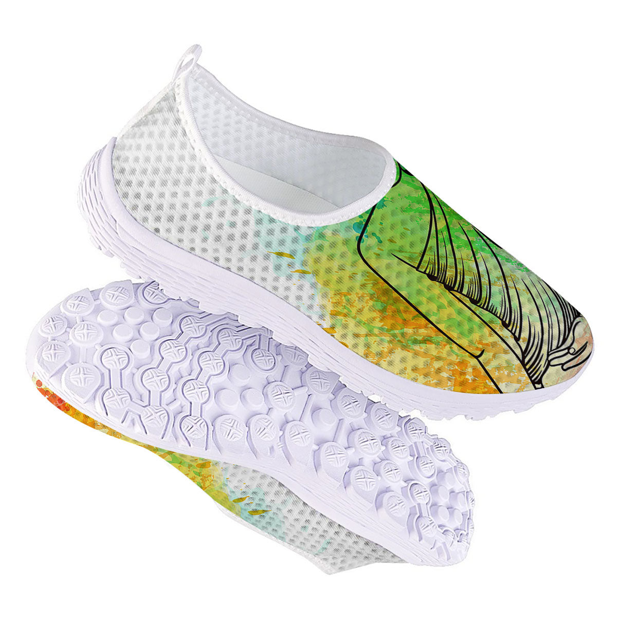 Buddha Reggae Print Nurse Shoes-grizzshop