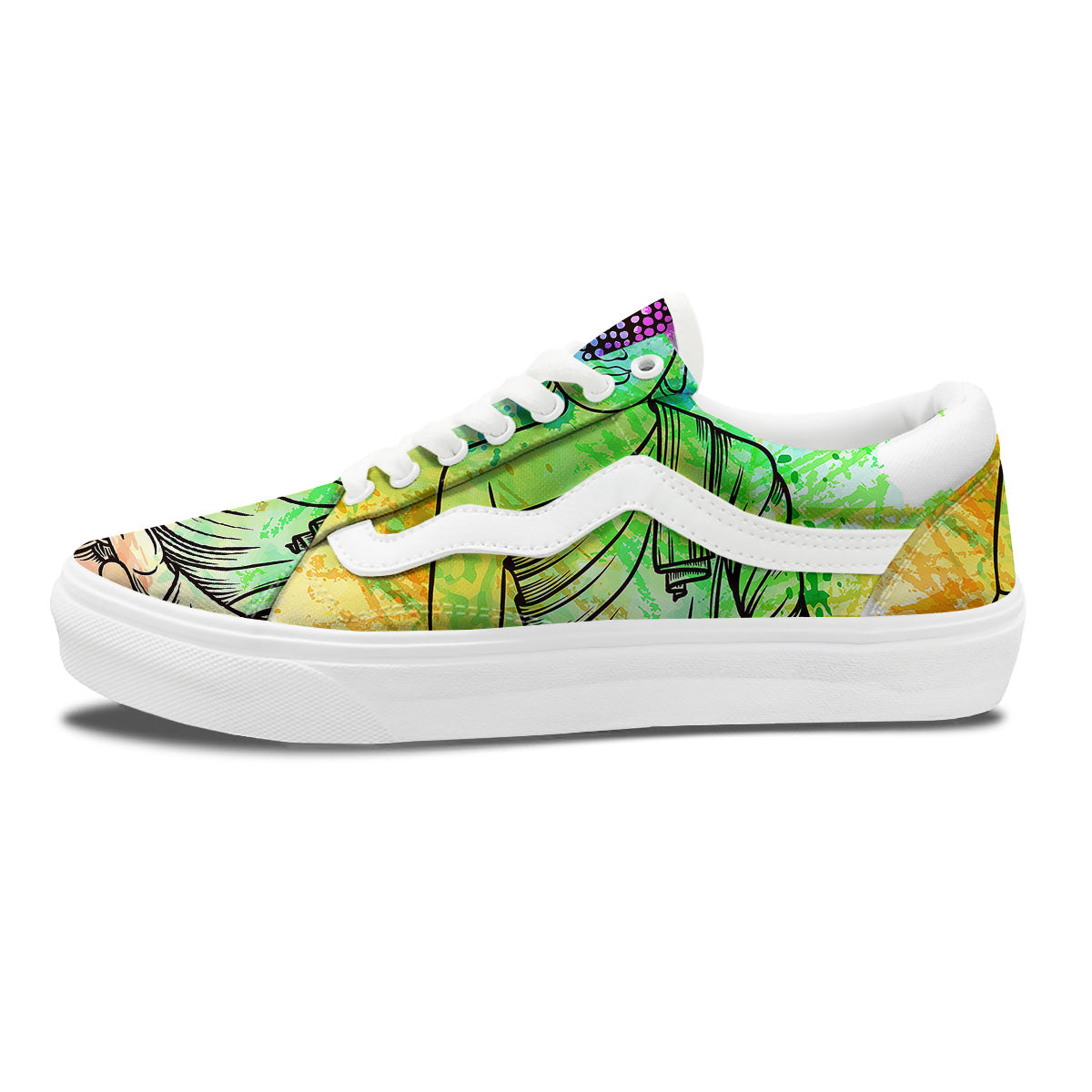 Buddha Reggae Print Skate Shoes-grizzshop