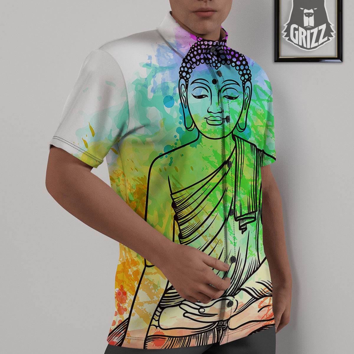 Buddha Reggae Print Untucked Shirts-grizzshop