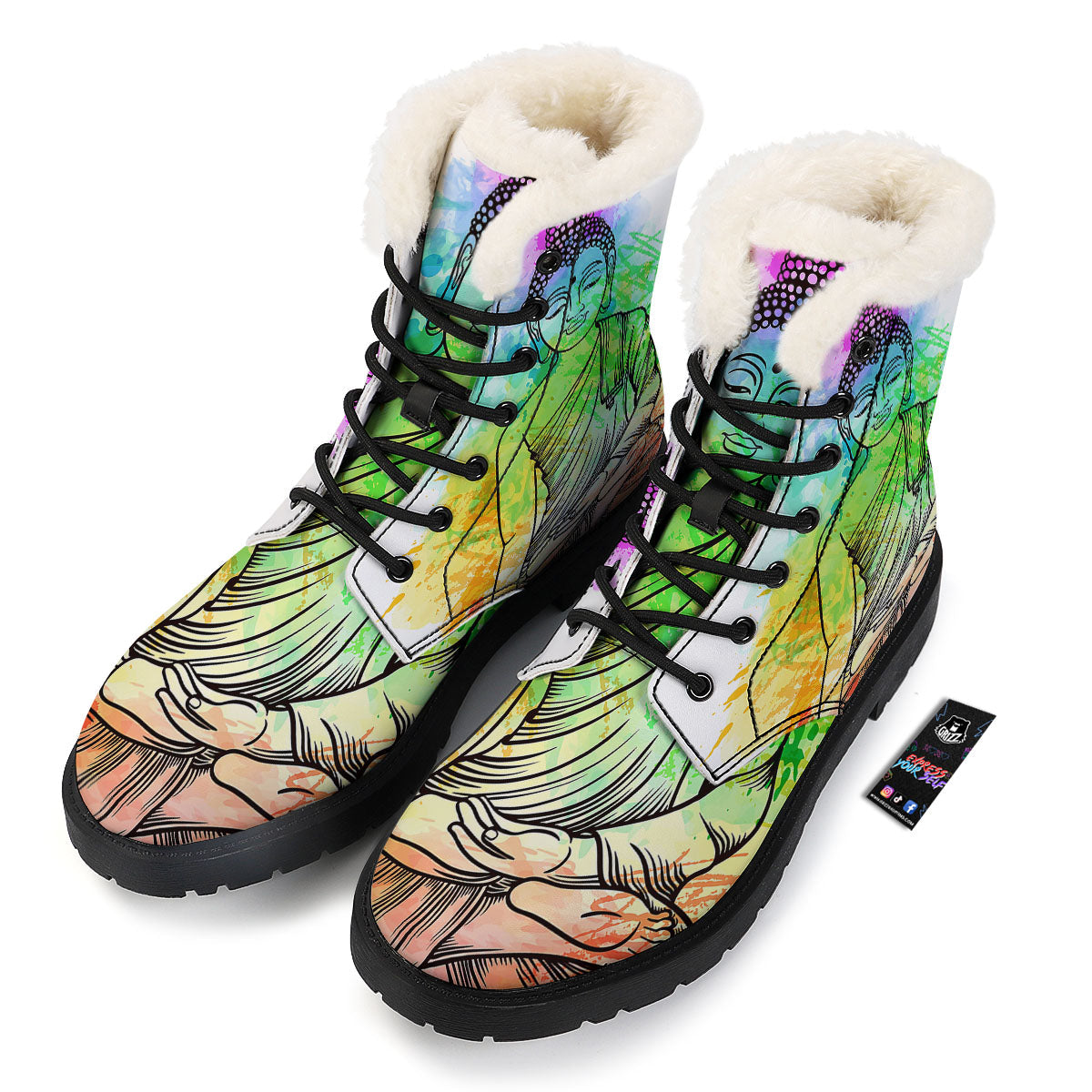 Buddha Reggae Print Winter Boots-grizzshop