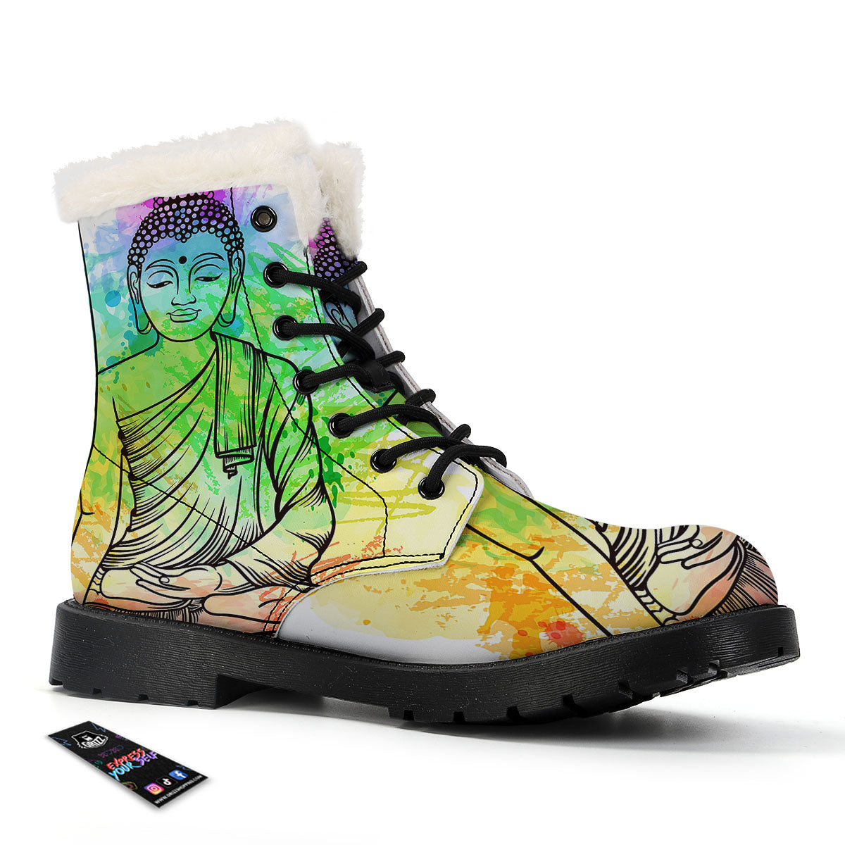 Buddha Reggae Print Winter Boots-grizzshop