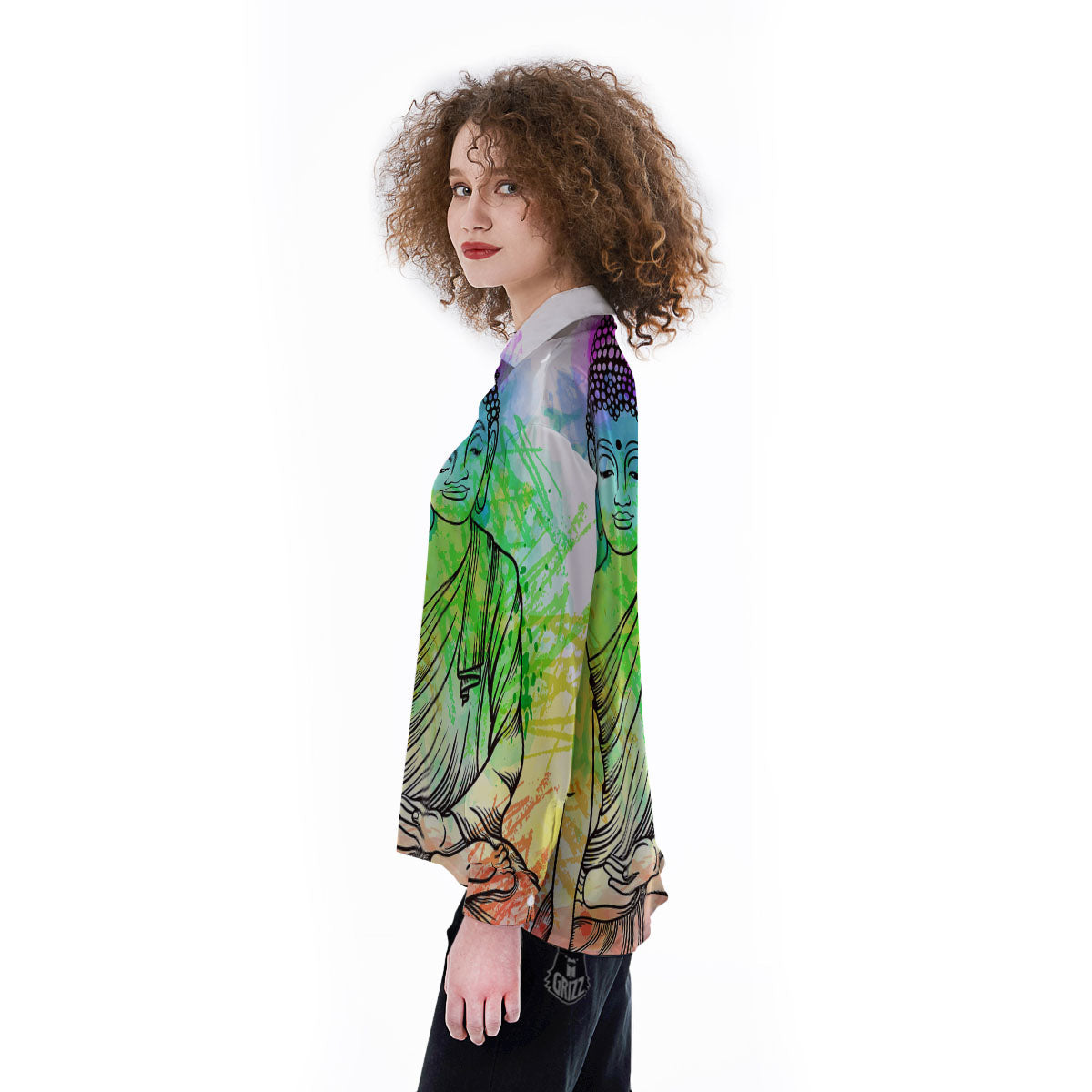 Buddha Reggae Print Women's Long Sleeve Shirts-grizzshop