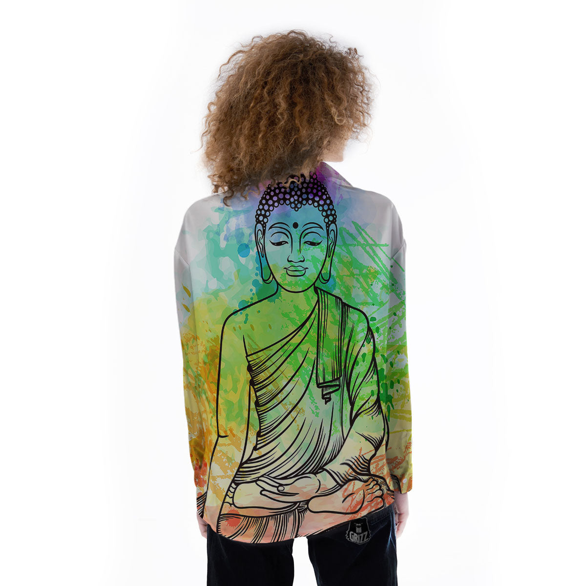 Buddha Reggae Print Women's Long Sleeve Shirts-grizzshop