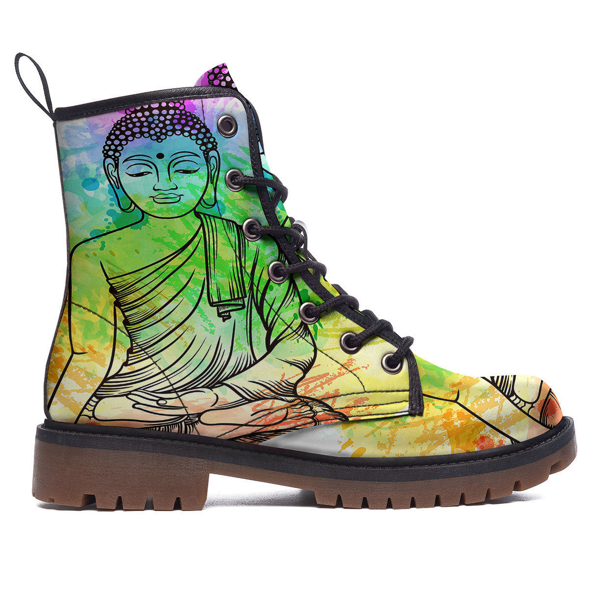 Buddha Reggae Print Work Boots-grizzshop