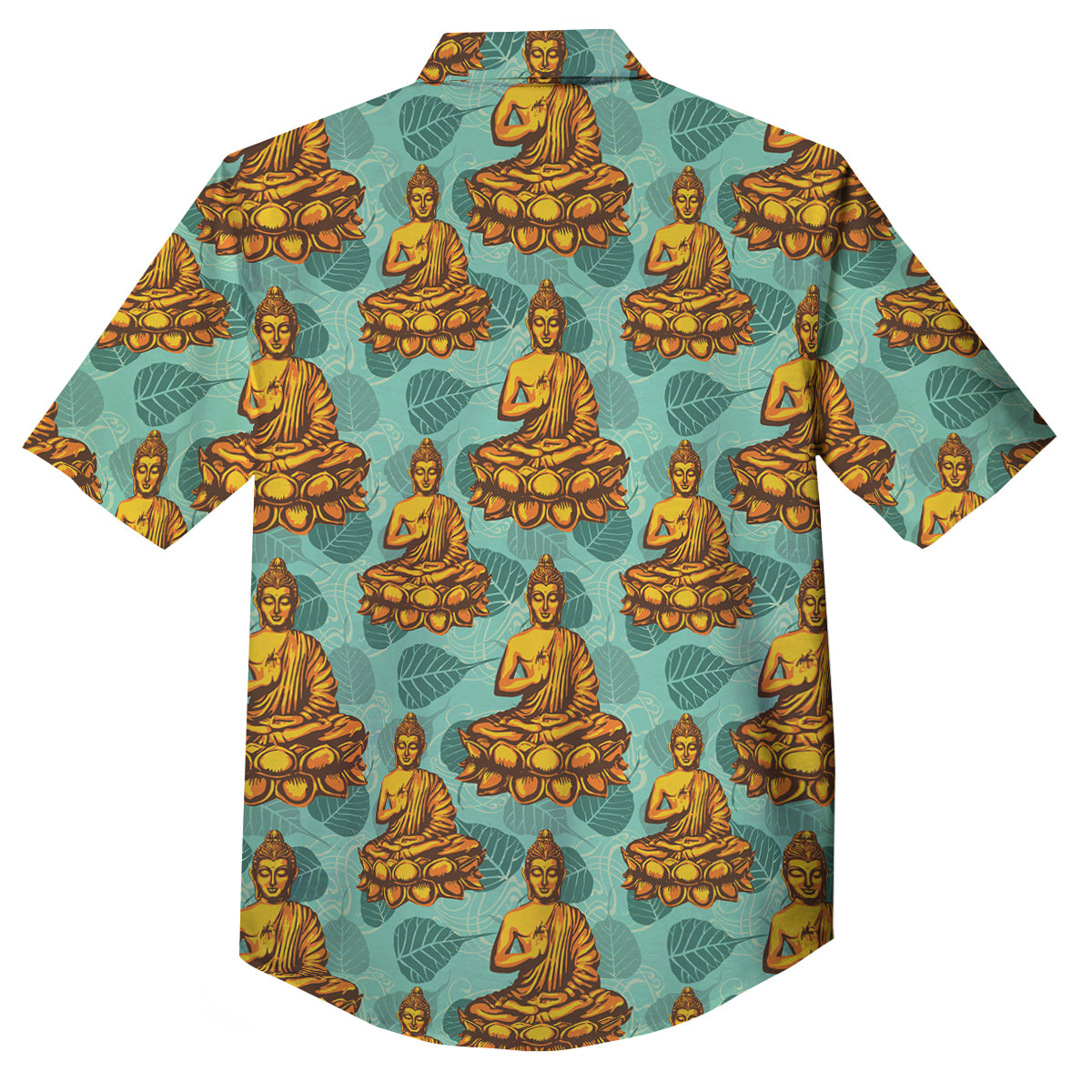 Buddha Sits On The Leaf Print Pattern Button Up Shirt-grizzshop