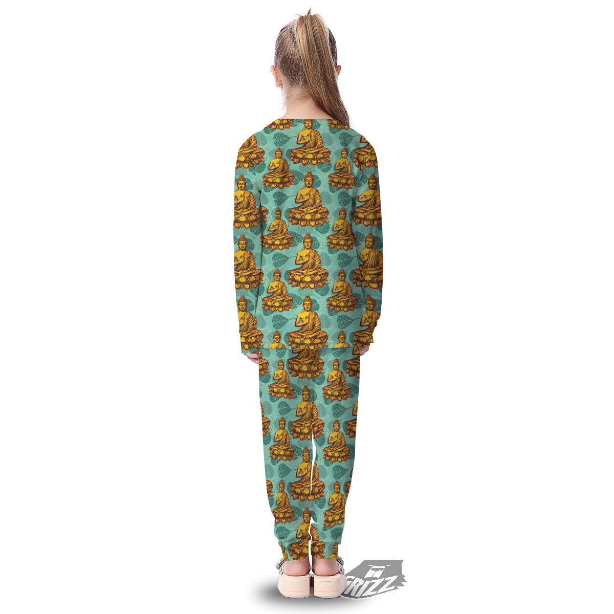Buddha Sits On The Leaf Print Pattern Kid's Pajamas-grizzshop