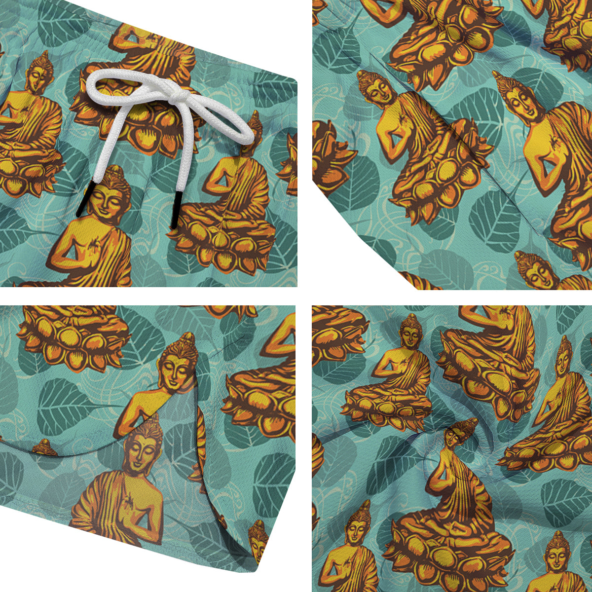 Buddha Sits On The Leaf Print Pattern Men's Running Shorts-grizzshop