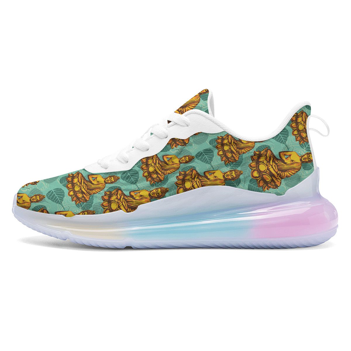 Buddha Sits On The Leaf Print Pattern Running Sneakers-grizzshop