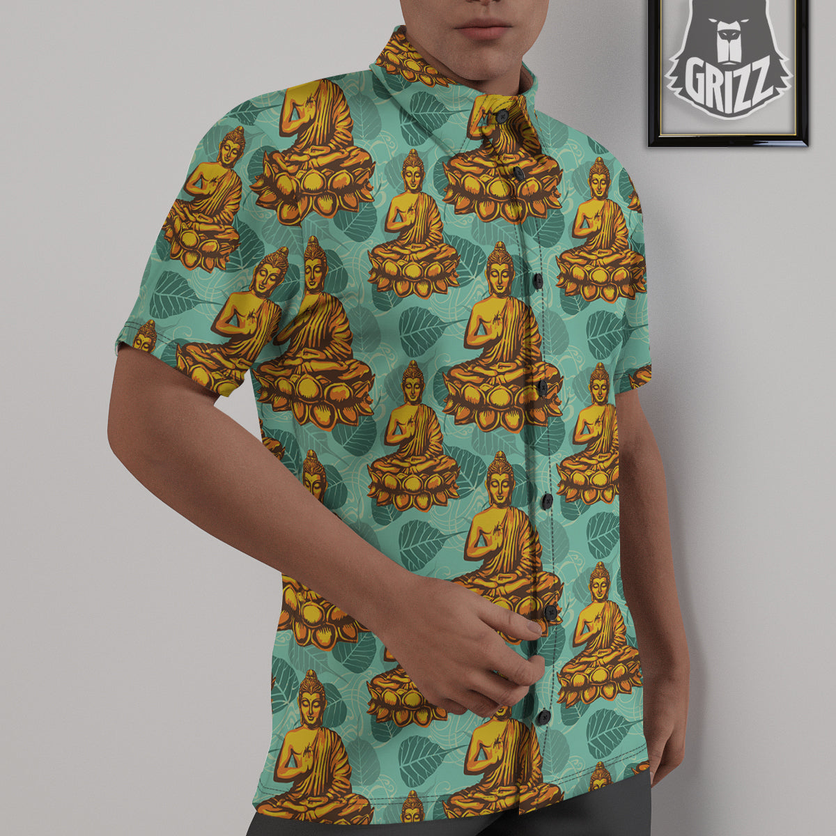 Buddha Sits On The Leaf Print Pattern Untucked Shirts-grizzshop