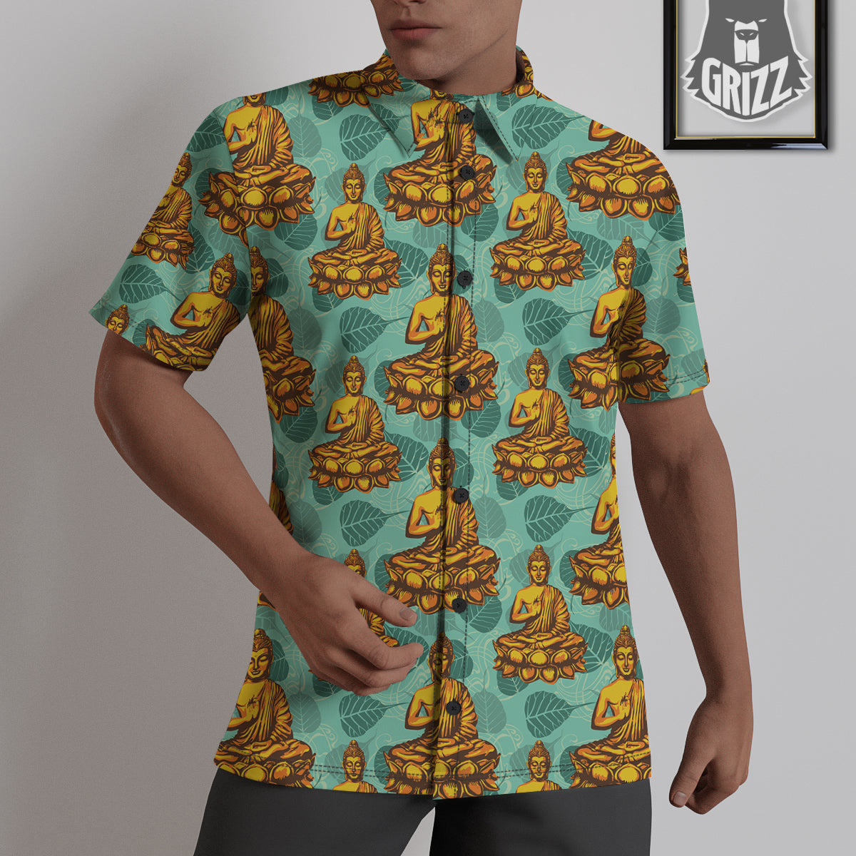 Buddha Sits On The Leaf Print Pattern Untucked Shirts-grizzshop