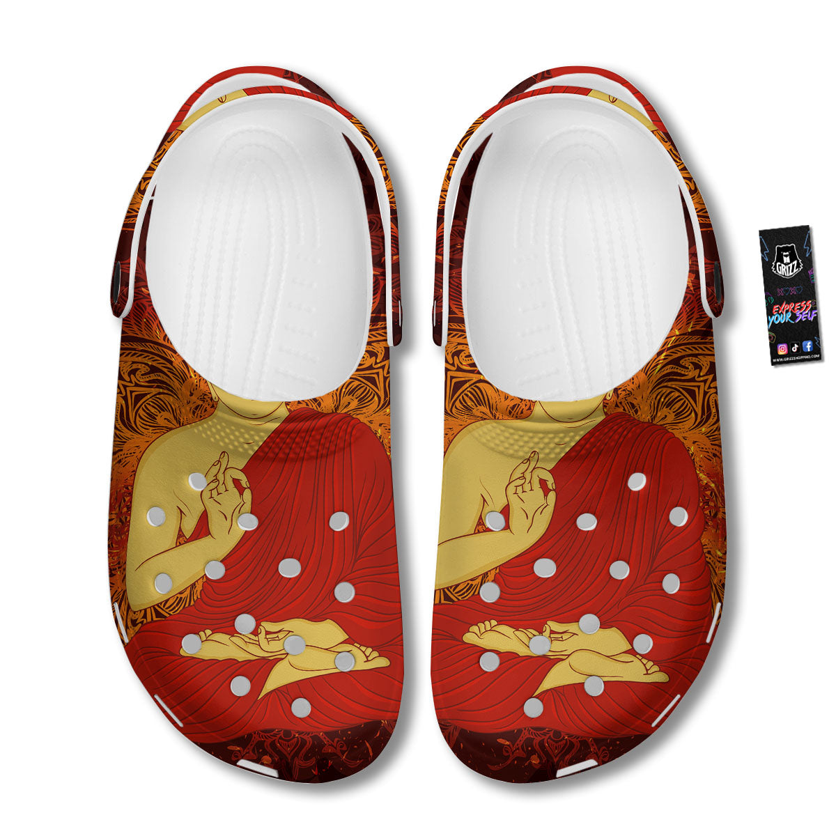 Buddha Statue Vintage Print Clog-grizzshop