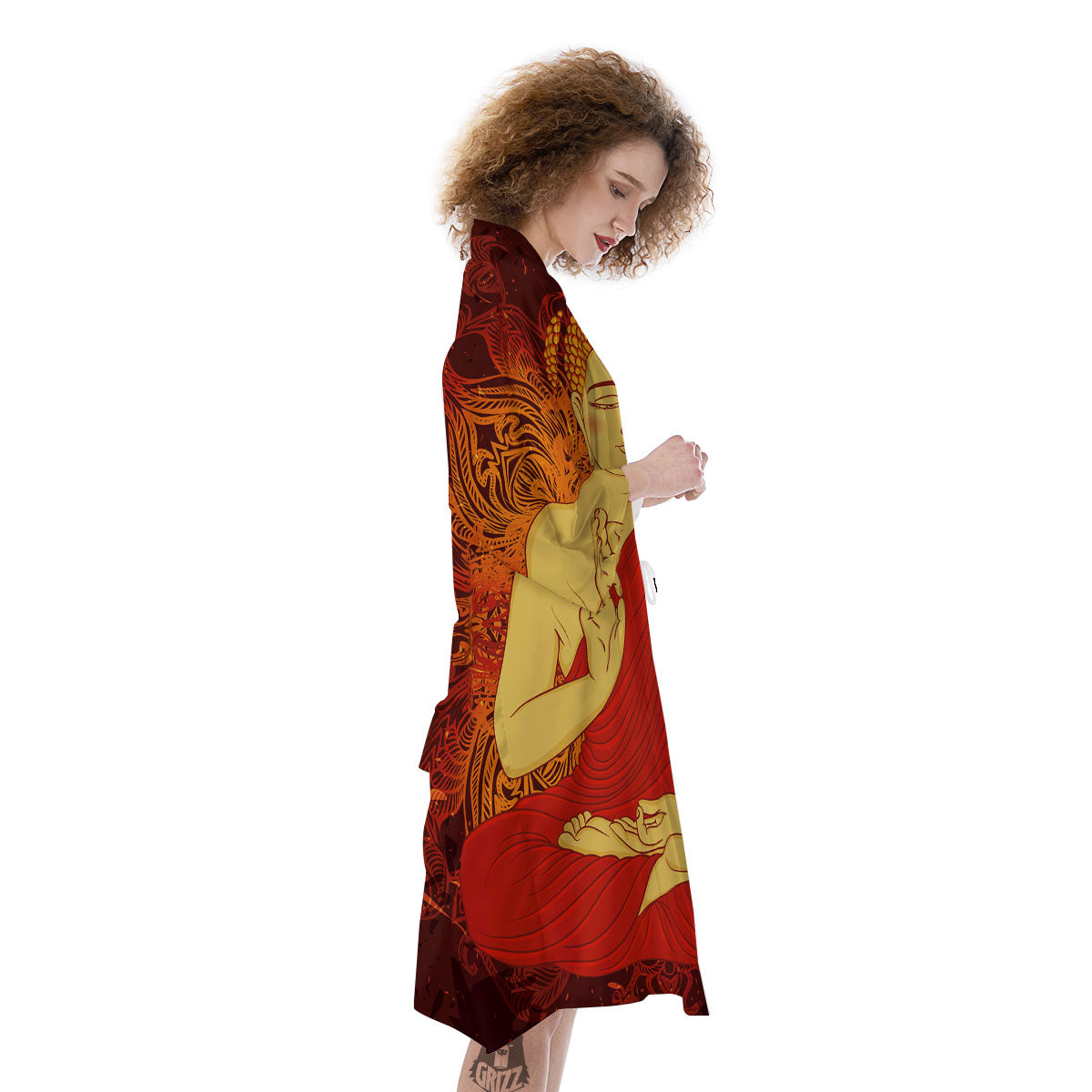 Buddha Statue Vintage Print Kimono-grizzshop