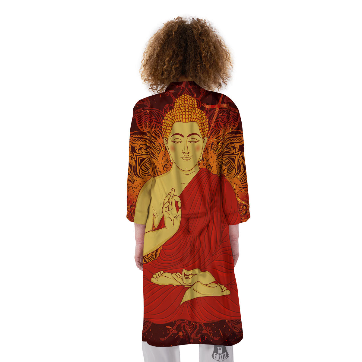 Buddha Statue Vintage Print Kimono-grizzshop