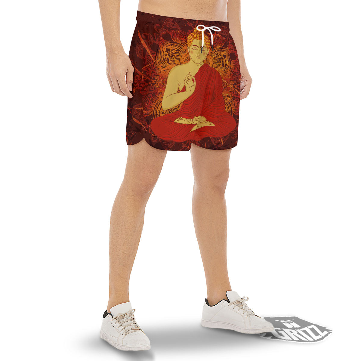 Buddha Statue Vintage Print Men's Gym Shorts-grizzshop