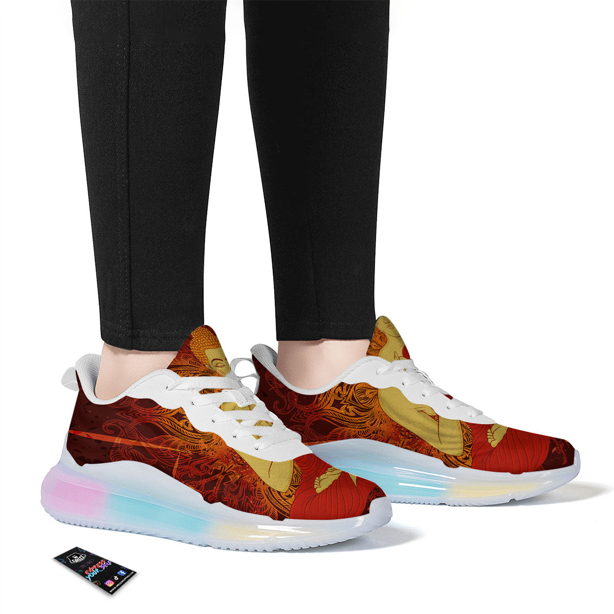 Buddha Statue Vintage Print Running Sneakers-grizzshop
