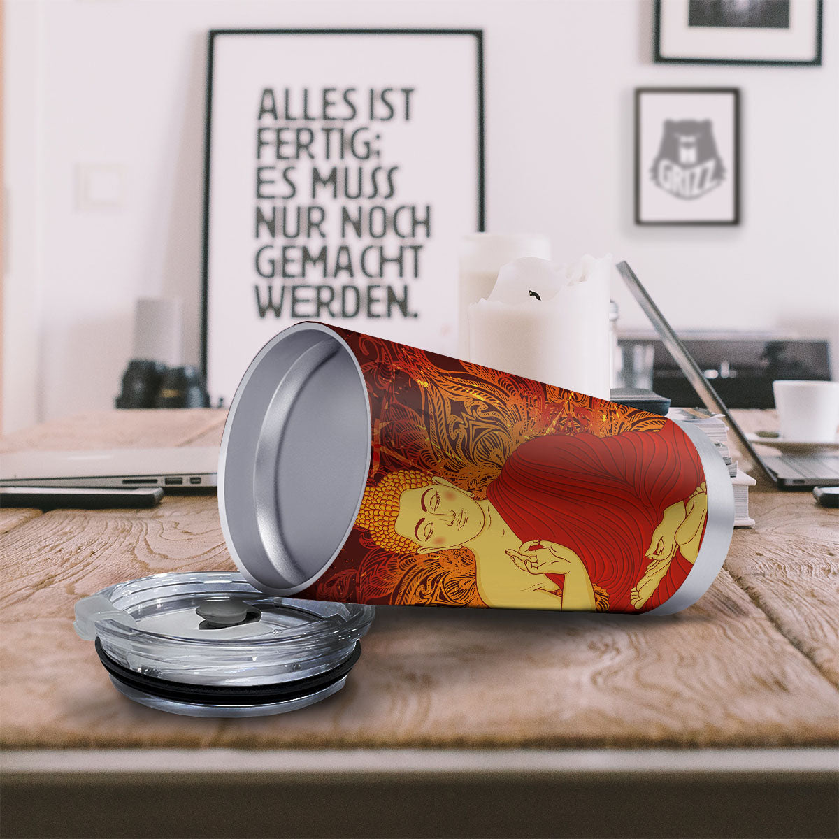 Buddha Statue Vintage Print Tumbler-grizzshop