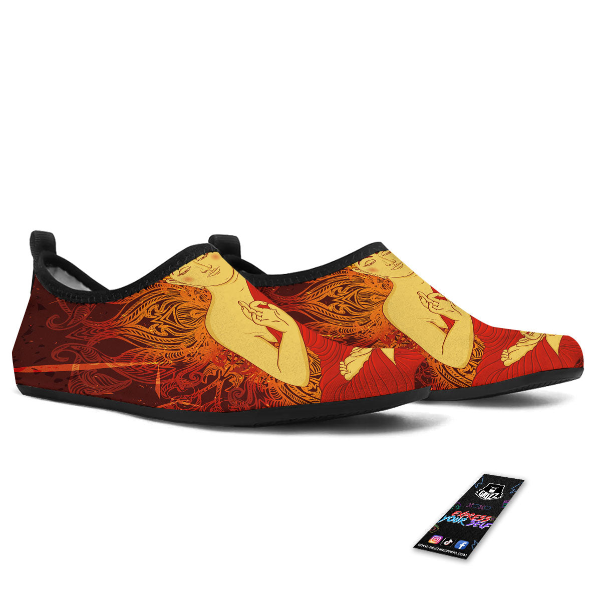 Buddha Statue Vintage Print Water Shoes-grizzshop
