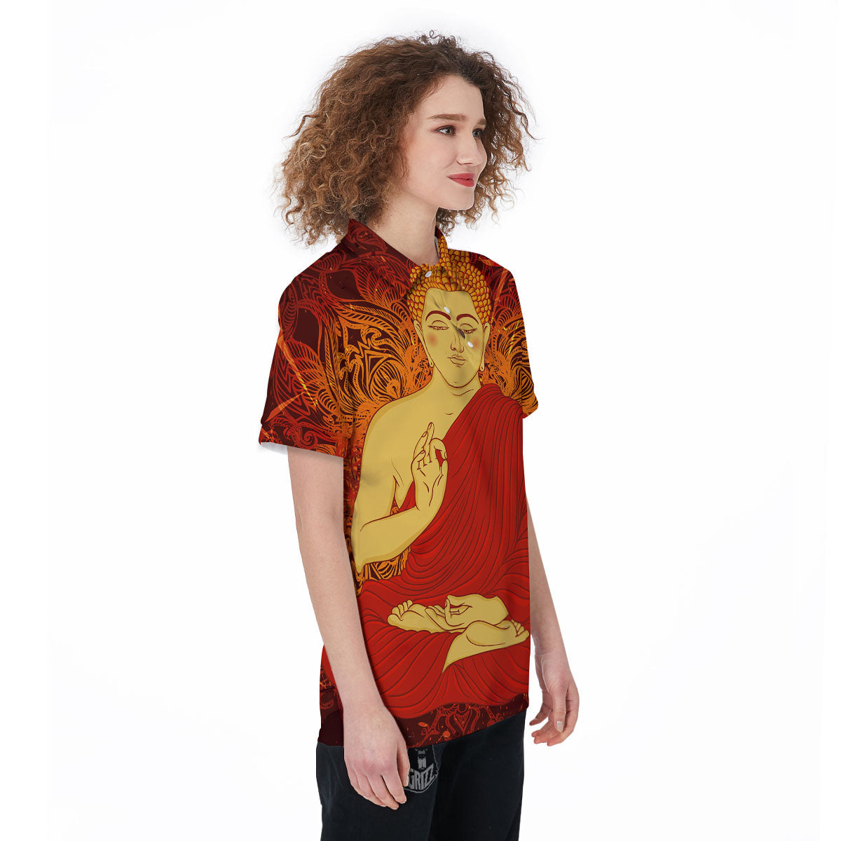 Buddha Statue Vintage Print Women's Golf Shirts-grizzshop