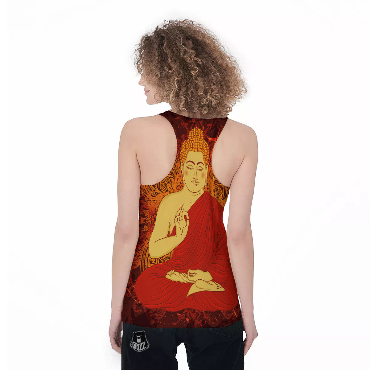 Buddha Statue Vintage Print Women's Racerback Tank Top-grizzshop
