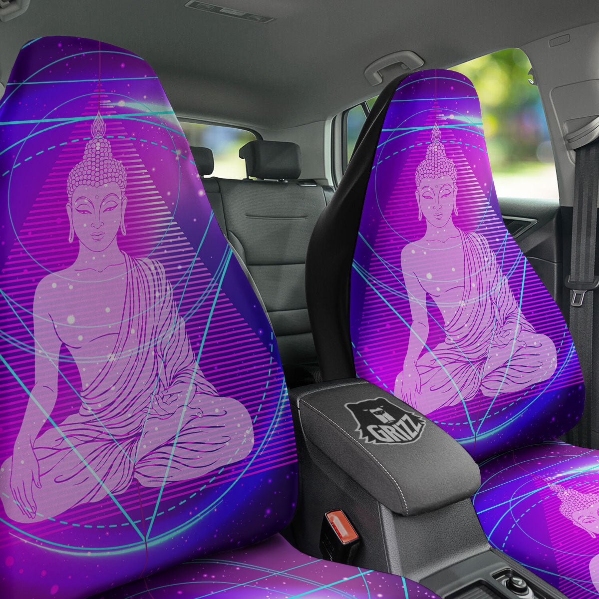 Buddha Teal And Purple Print Car Seat Covers-grizzshop